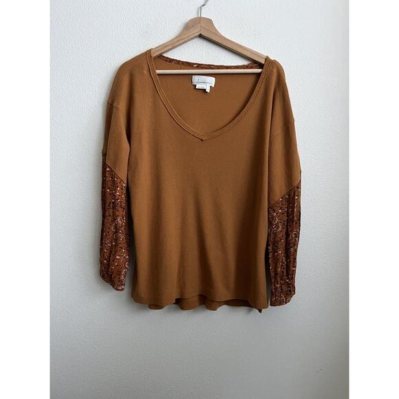 ANTHROPOLOGIE Annette Floral Print Sleeve Waffle Knit Top Size XS - Picture 4 of 12